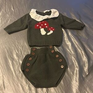 great mushroom nitted baby outfit